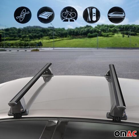 أعمدة Omac Top Roof Cross تناسب Audi Q5 2021-2025 2pcs الألومنيوم الرمادي in Saudi Arabia