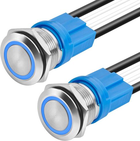 مفتاح زر الضغط على LED ، الفولاذ المقاوم للصدأ ، IP67 مقاوم للماء 5-24V 20A 1NO ، مع قابس سلك (1 ، أحمر ، 16 مم) in Kuwait