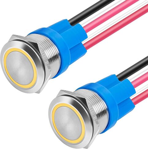 مفتاح زر الضغط على LED ، الفولاذ المقاوم للصدأ ، IP67 مقاوم للماء 5-24V 20A 1NO ، مع قابس سلك (1 ، أحمر ، 16 مم) in Kuwait