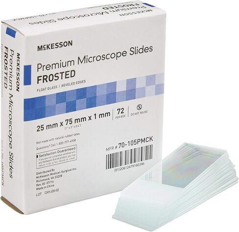 McKesson Premium Microscope Slides, Frosted, Float Glass, Beveled Edges, 25 mm x 75 mm x 1 mm, 72 Count in Saudi Arabia