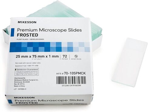 McKesson Premium Microscope Slides, Frosted, Float Glass, Beveled Edges, 25 mm x 75 mm x 1 mm, 72 Count in Saudi Arabia