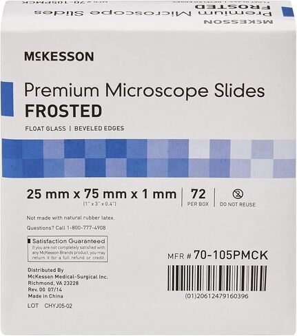 McKesson Premium Microscope Slides, Frosted, Float Glass, Beveled Edges, 25 mm x 75 mm x 1 mm, 72 Count in Saudi Arabia