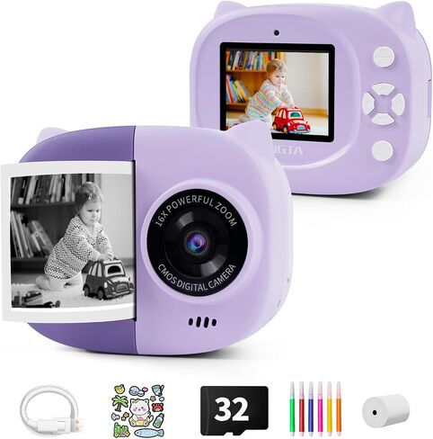 Rongta Instant Print Camera for Kids, Children Portable Camara Toy Birthday Gifts, 2.4 Inch Screen Kids Digital Camera for Girls Boys Age 3 4 5 6 7 8 9 10,Green in Kuwait