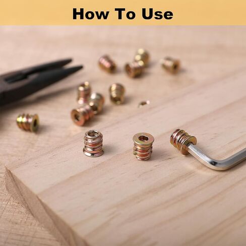 20Pcs M4x10mm Furniture Threaded Insert Nuts, Carbon Steel Hex Drive Threaded Inserts Thread Fastener Connector for Wood Furniture Assortment in Saudi Arabia