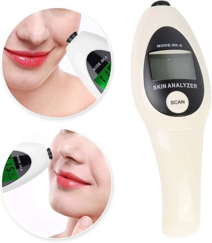 Digital LCD Display Precision Skin Sensor Tester Facial Water Oil Analyzer for Home Beauty Salon Professional Skin Hospital Pink White ABS (White) in Saudi Arabia