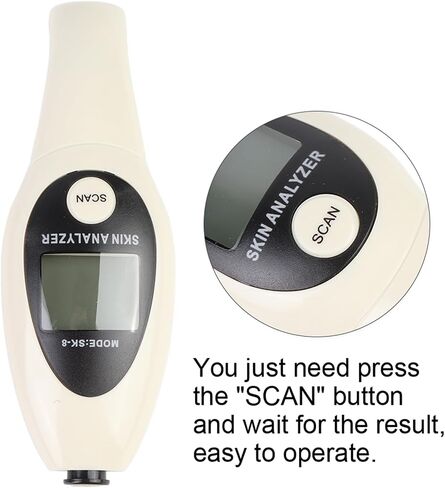Digital LCD Display Precision Skin Sensor Tester Facial Water Oil Analyzer for Home Beauty Salon Professional Skin Hospital Pink White ABS (White) in Saudi Arabia