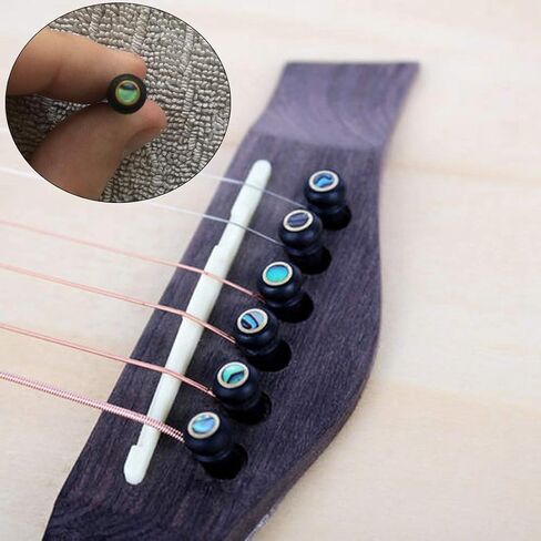Alnicov Guitar Bridge Pins Pack of 6，Ebony Acoustic Guitar String Pegs Slotted Wooden Endpin，with Abalone Dot with Bridge Pins Puller For Guitar Parts in Saudi Arabia
