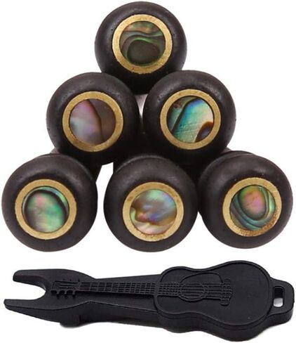 Alnicov Guitar Bridge Pins Pack of 6，Ebony Acoustic Guitar String Pegs Slotted Wooden Endpin，with Abalone Dot with Bridge Pins Puller For Guitar Parts in Saudi Arabia