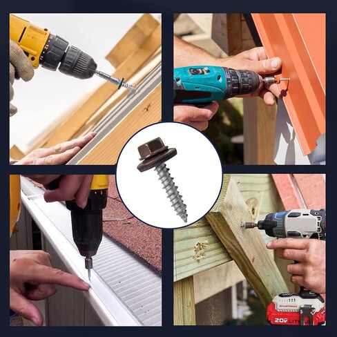 60 PCS #10×1" Metal Roofing Screws, Brown Painted Hex Head Sheet Roof Screws with EPDM Washer Self Starting Metal to Wood Siding for Corrugated Roofing in Saudi Arabia