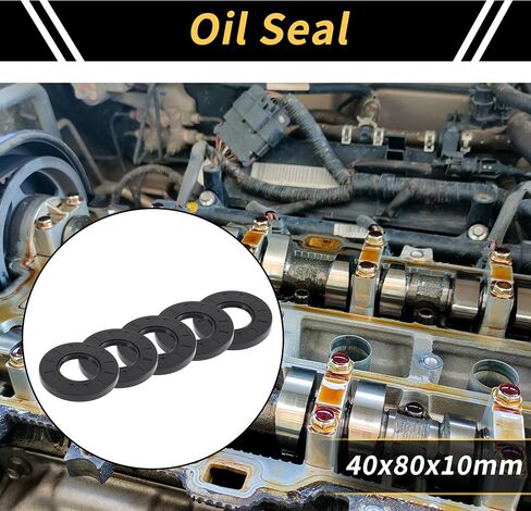 Universal Oil Seal TC Double Lip W Steel Spring Seal Ring Rotary Shaft Seal 40x80x10mm High Pressure NBR Rubber Black 5pcs in Saudi Arabia