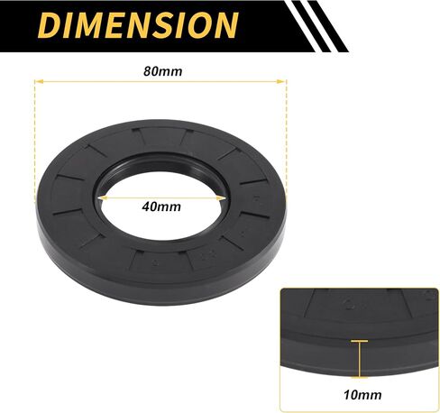 Universal Oil Seal TC Double Lip W Steel Spring Seal Ring Rotary Shaft Seal 40x80x10mm High Pressure NBR Rubber Black 5pcs in Saudi Arabia