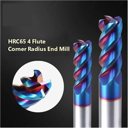 Solid Carbide Corner Radius End Mills HRC65 4 Flutes Nano Blue Coating CNC Tools HRC65 Endmills R0.5 R1~8 Surface Machining(20R2X45X100L) in Saudi Arabia