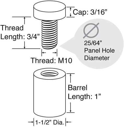 Stainless Steel Standoff 1-1/2 Inch Diameter x 1 Inch Barrel Length Brushed Finish for PVC, Glass and Acrylic Sign Stand Off Wall Anchors and Screws 4 Piece Pack for Heavy Signs in Saudi Arabia
