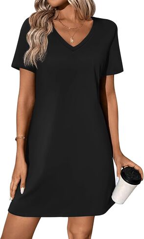 Ekouaer Cotton Lightgowns for Women Short Sleeve Womens Lightgown v Deck Sleep Dorts for Women Soft Sleepwear S-XXXL in Saudi Arabia