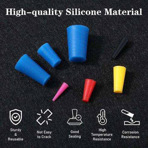 100 Pcs Silicone Rubber Tapered Plug 1/16" to 1/2" High Temp Rubber Stoppers for Coating Hole Plugs Spraying Painting Protection Masking Off Holes (7 Size) in Saudi Arabia
