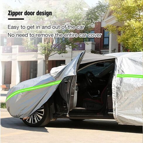 غطاء السيارة في الهواء الطلق متوافق مع Yugo Florida Hatchback 2008 Cover All Weather Breatable Carge Car ، مع سوستة ، أغطية مخصصة للسيارات ، أربعة مواسم ، مناسبة لجميع المواسم (11) in Kuwait