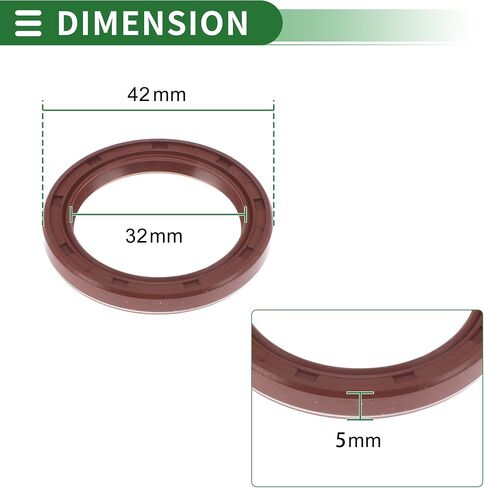 ختم الزيت العالمي TC شفة مزدوجة W الصلب الختم الختم الختم ختم دوار عمود دوار 32x42x8mm الضغط العالي FKM Rubber Brown 5 PCS in Saudi Arabia