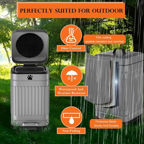 Dog Poop Trash Can Outside, 5L/1.3Gal Metal Dog Waste Trash Can with Lid, Foot Pedal, Pet Waste Container with 40 Bags, Poop Bucket with Lid Soft Close for Pet, Grey in Saudi Arabia