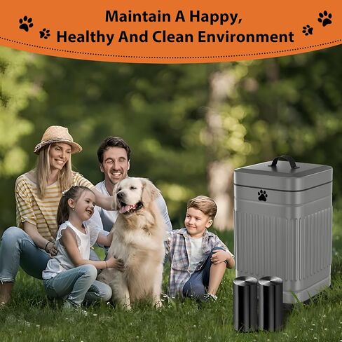 Dog Poop Trash Can Outside, 5L/1.3Gal Metal Dog Waste Trash Can with Lid, Foot Pedal, Pet Waste Container with 40 Bags, Poop Bucket with Lid Soft Close for Pet, Grey in Saudi Arabia