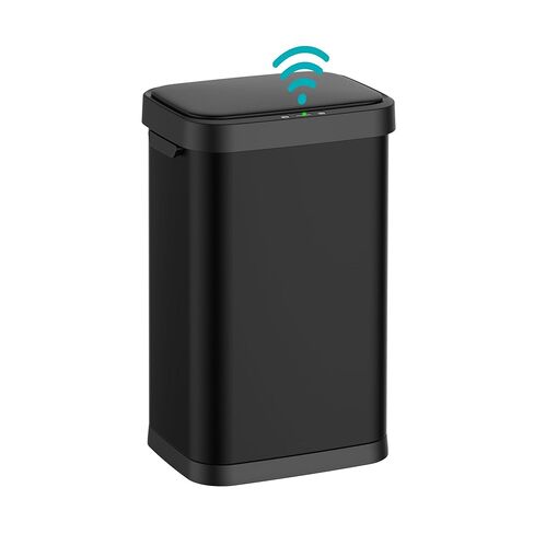 13 Gallon Stainless Steel Touchless Sensor Trash Can with, Wide Rectangular Design, Brushed Finish – Automatic Lid for Home, Office, Kitchen, Bathroom, and Commercial Use (Black) in Kuwait