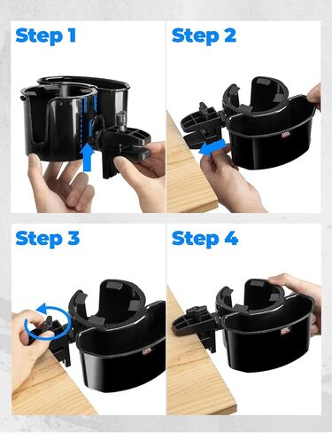 Kemimoto 2-in-1 حامل كأس المكتب ، Caddy Organizer for Office Table ، كرسي في الحديقة ، عربة غولف ، قارب عائم ، مناسب لمعظم زجاجات 18-40 أوقية ، أسود in Saudi Arabia