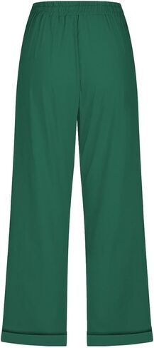 Capris for Women Casual Linen Pants 2025 Summer Cropped Pants Drawstring Straight Leg Pants Loose Fit Lounge Pants in Saudi Arabia