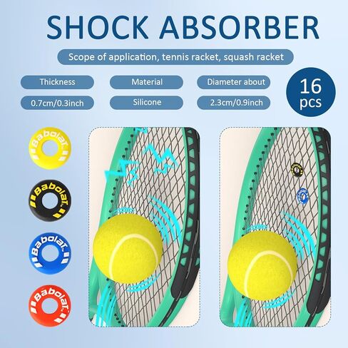 16pcs Rubber Tire Shape Vibration Dampener, Tennis Racket Dampener, Helps You Control The Racket Well and Enhances The Comfort of Hitting The Ball, Suitable for Tennis and Squash Players in Saudi Arabia