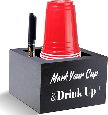 Wooden Cup Holder for Party & Wedding - Rustic Disposable Cup Holder for Bar, Kitchen, Countertop, Home & Office, Brown in Saudi Arabia