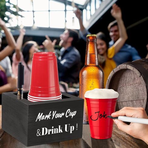 Wooden Cup Holder for Party & Wedding - Rustic Disposable Cup Holder for Bar, Kitchen, Countertop, Home & Office, Brown in Saudi Arabia