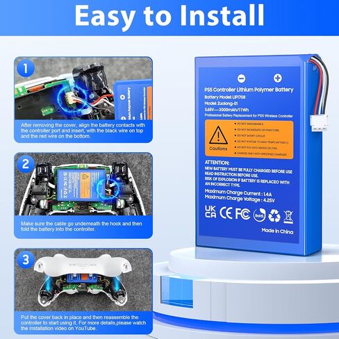 بطارية وحدة تحكم PS5 ، حزمة بطارية PS5 ذات السعة العالية 2 × 7200 م in Kuwait