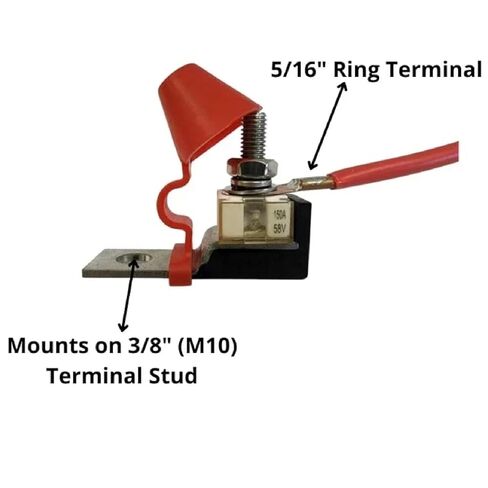 MRBF Battery Fuse Block Kit Waterproof Single Stud M8 Terminal for Solar Panel Marine RV and Automotive Applications,One Way and Fuse 30A in Kuwait