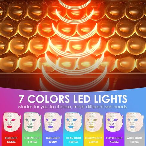 Red Light Therapy for Face, 7 Colors Led Light Therapy Silicone Facial Mask - Birthday, Christmas, Mothers Day, Valentines Day, Self Care Gifts for Her Women Mom Best Friend Wife (Pink) in Saudi Arabia