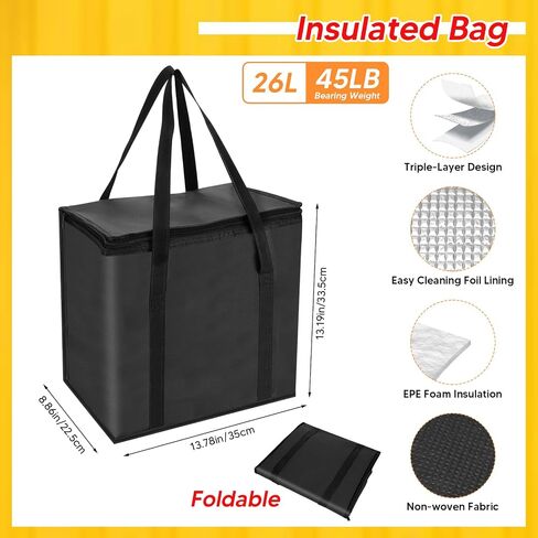 Reusable 6 Cup Drink Carrier with Handle and Insulated Bag for Hot and Cold Drink/Food, Foldable Plastic Cup Holder and Large Capacity Insulated Food Bag for Travel and Delivery, Red in Saudi Arabia