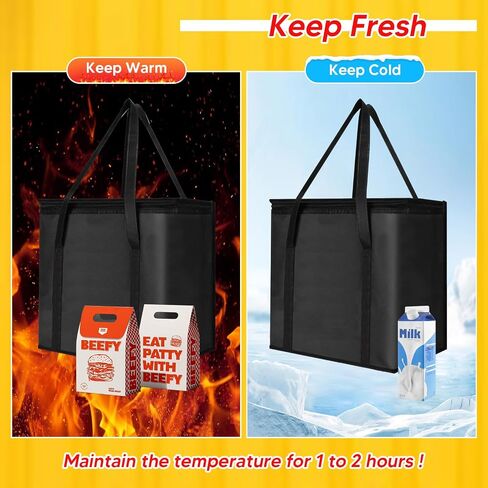 Reusable 6 Cup Drink Carrier with Handle and Insulated Bag for Hot and Cold Drink/Food, Foldable Plastic Cup Holder and Large Capacity Insulated Food Bag for Travel and Delivery, Red in Saudi Arabia