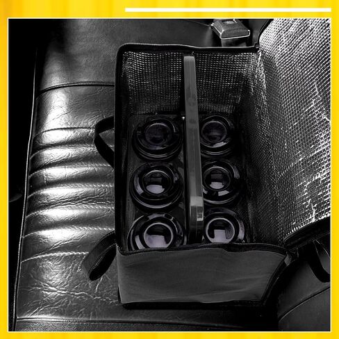 Reusable 6 Cup Drink Carrier with Handle and Insulated Bag for Hot and Cold Drink/Food, Foldable Plastic Cup Holder and Large Capacity Insulated Food Bag for Travel and Delivery, Red in Saudi Arabia