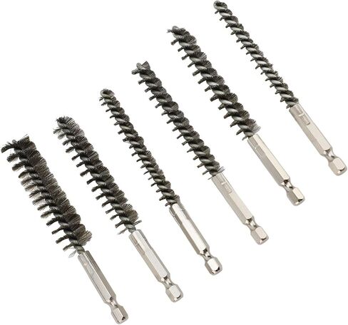 Fydun 6pcs فرشاة الفولاذ المقاوم للصدأ ، مجموعة فرشاة ملتوية مع سداسي سداسي لحفر الطاقة وسائق التأثير in Saudi Arabia