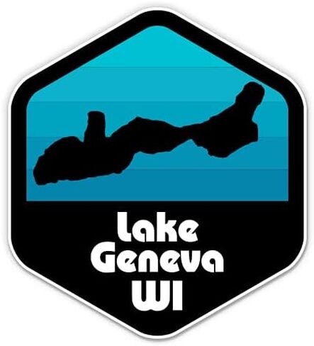 Squiddy Lake Geneva Wisconsin - ملصق فينيل للهاتف ، الكمبيوتر المحمول ، زجاجة ماء (3 ") in Saudi Arabia