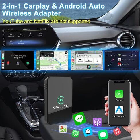 3 في 1 محول Wireless Carplay & Android Auto Wireless ، يحول Wired إلى carplay اللاسلكية ، والتوصيل والتشغيل Auto Connect سهلة الاستخدام للسيارات من عام 2017 ، وتوافق iPhone/Android in Saudi Arabia