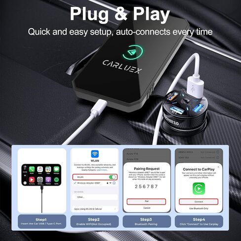 3 في 1 محول Wireless Carplay & Android Auto Wireless ، يحول Wired إلى carplay اللاسلكية ، والتوصيل والتشغيل Auto Connect سهلة الاستخدام للسيارات من عام 2017 ، وتوافق iPhone/Android in Saudi Arabia