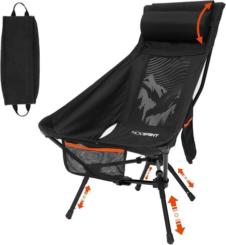 NOVSIGHT Camping Chairs - Folding Portable Camp Chair, High Back Camping Chair with Headrest, Outdoor Comfortable Camping Chair for Adults Hiking Backpacking in Saudi Arabia
