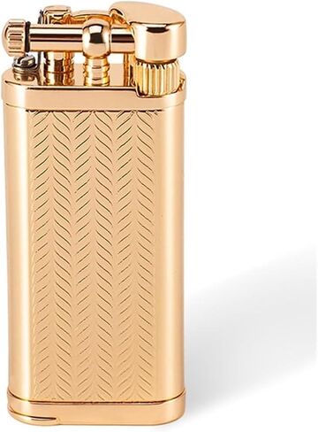 Metal Butane Portable Lighter, Inflatable Retro Grindstone Lighter, Adjustable Soft Flame Torch Lighter, Suitable for Candles, Indoor, Outdoor, (Butane not Included)(Silver-Green) in Saudi Arabia