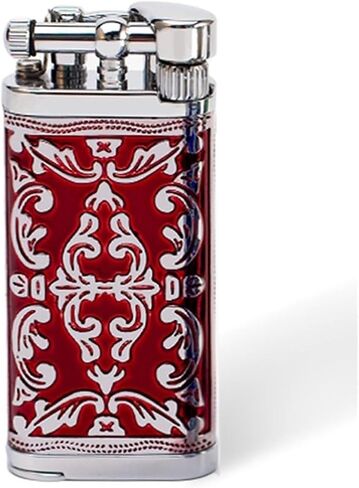 Metal Butane Portable Lighter, Inflatable Retro Grindstone Lighter, Adjustable Soft Flame Torch Lighter, Suitable for Candles, Indoor, Outdoor, (Butane not Included)(Silver-Green) in Saudi Arabia