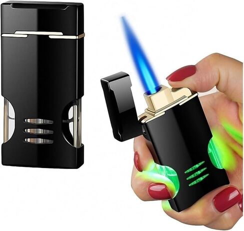Windproof Butane Lighter, Candle Lighter, Inflatable Adjustable Flame Lighter, Outdoor Portable Butane Lighter, Collectibles, Candles, Gifts for Men(Black) in Saudi Arabia