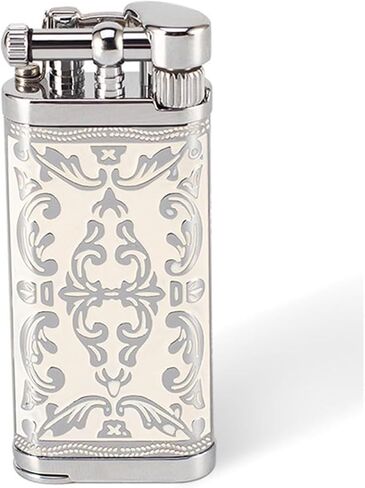 Metal Butane Portable Lighter, Inflatable Retro Grindstone Lighter, Adjustable Soft Flame Torch Lighter, Suitable for Candles, Indoor, Outdoor, (Butane not Included)(Silver-Green) in Saudi Arabia