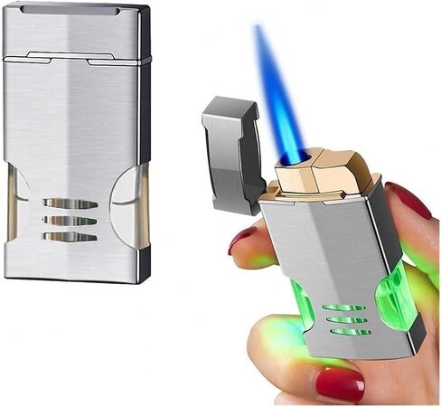 Windproof Butane Lighter, Candle Lighter, Inflatable Adjustable Flame Lighter, Outdoor Portable Butane Lighter, Collectibles, Candles, Gifts for Men(Black) in Saudi Arabia