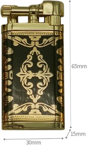 Metal Butane Portable Lighter, Inflatable Retro Grindstone Lighter, Adjustable Soft Flame Torch Lighter, Suitable for Candles, Indoor, Outdoor, (Butane not Included)(Silver-Green) in Saudi Arabia