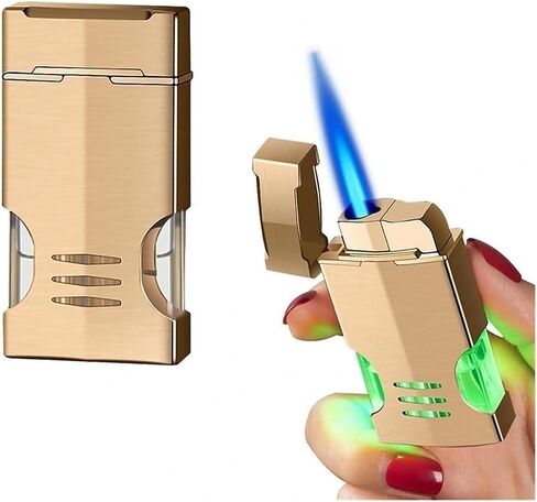 Windproof Butane Lighter, Candle Lighter, Inflatable Adjustable Flame Lighter, Outdoor Portable Butane Lighter, Collectibles, Candles, Gifts for Men(Black) in Saudi Arabia