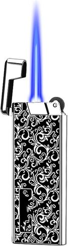 2024 Metal Torch Ultra-Thin Grinding Wheel Direct Gas Blue Flame Metal Lighter, Outdoor, Indoor, Camping, Candle, (Black) (Butane not Included)(Silver 2) in Saudi Arabia