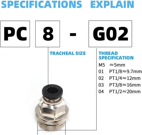 Pneumatic Connection Thread With Sealing Ring Tracheal Joint Pneumatic Connector 5Pcs(PC10-G3/8) in Saudi Arabia