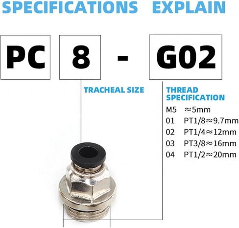 Pneumatic Connection Thread With Sealing Ring Tracheal Joint Pneumatic Connector 5Pcs(PC10-G3/8) in Saudi Arabia